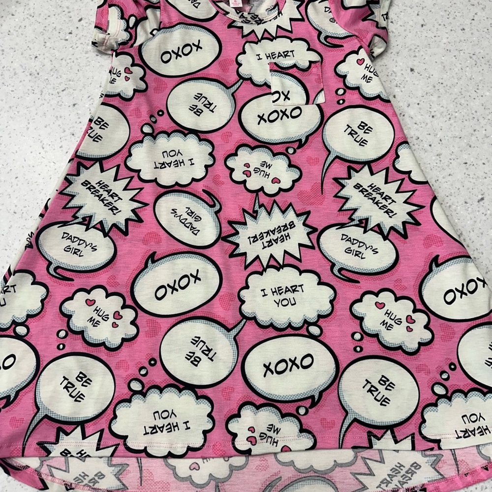 Pink Graphic Dress with Comic Print